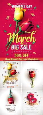 Happy Women's Day vector illustration,8 March, spring flower background # 3