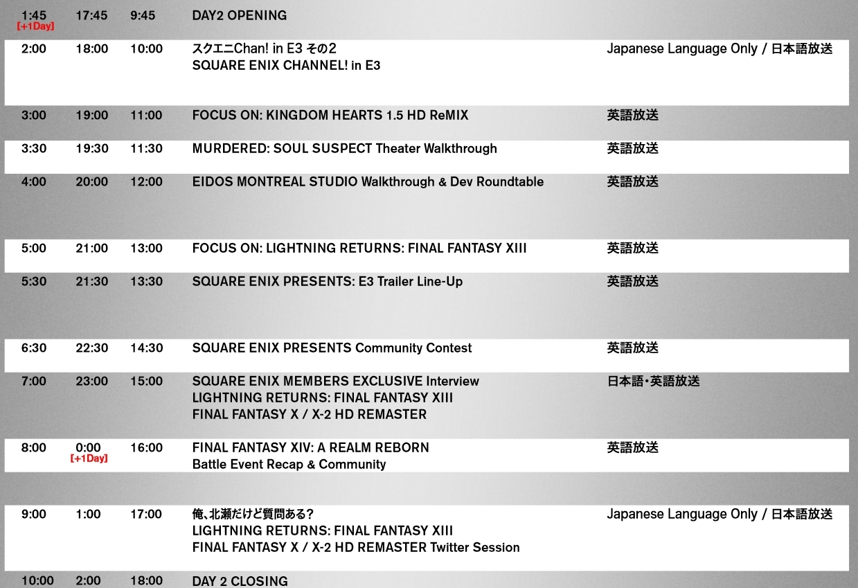 Square Enix E3 Livestream Schedule NeoGAF