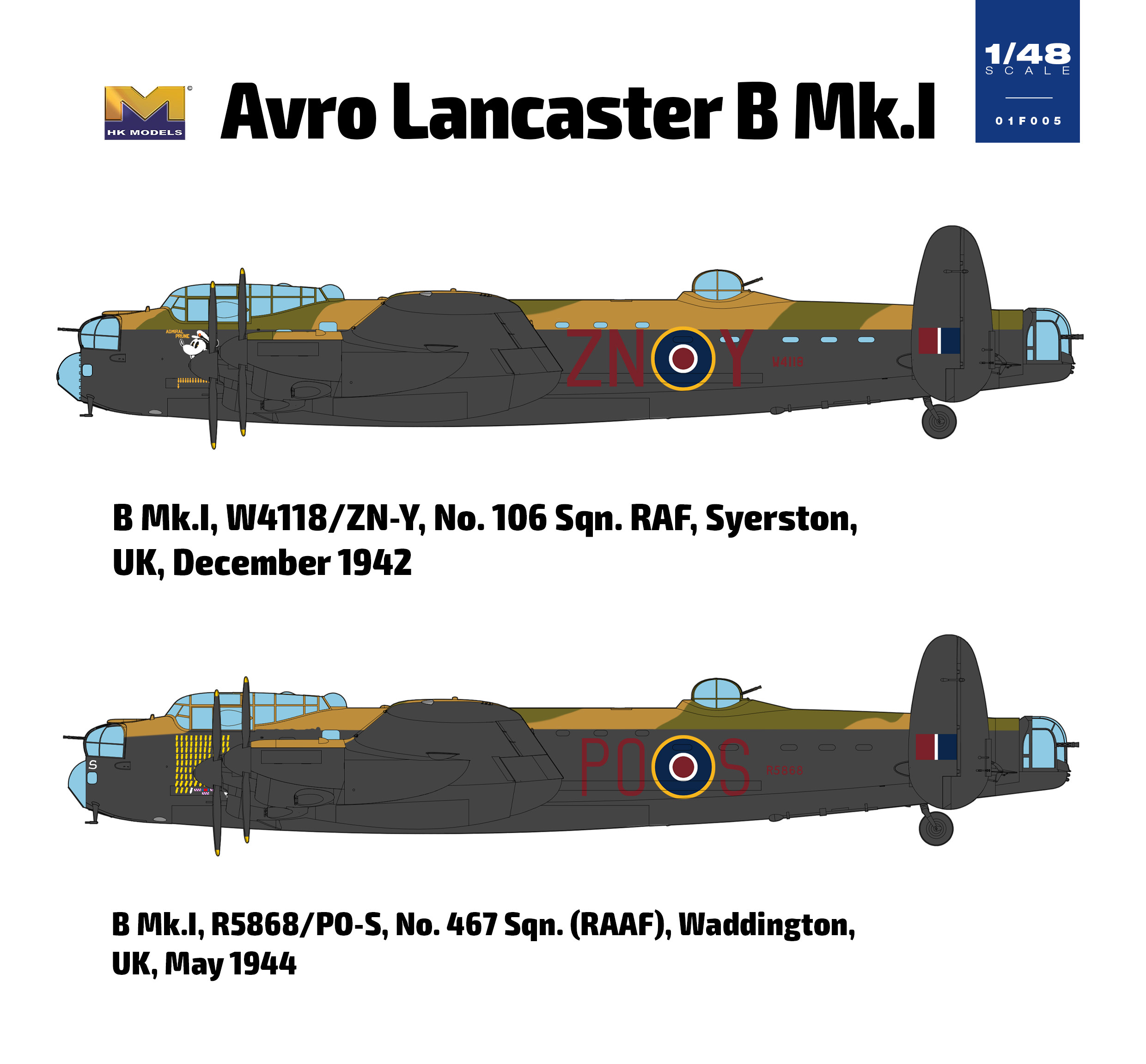 Hong Kong Models 01f005 1:48 Avro Lancaster B Mk I Aircraft Model Kit