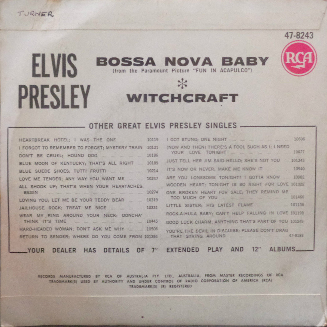 Bossa Nova Baby / Witchcraft 47-8243b47sno