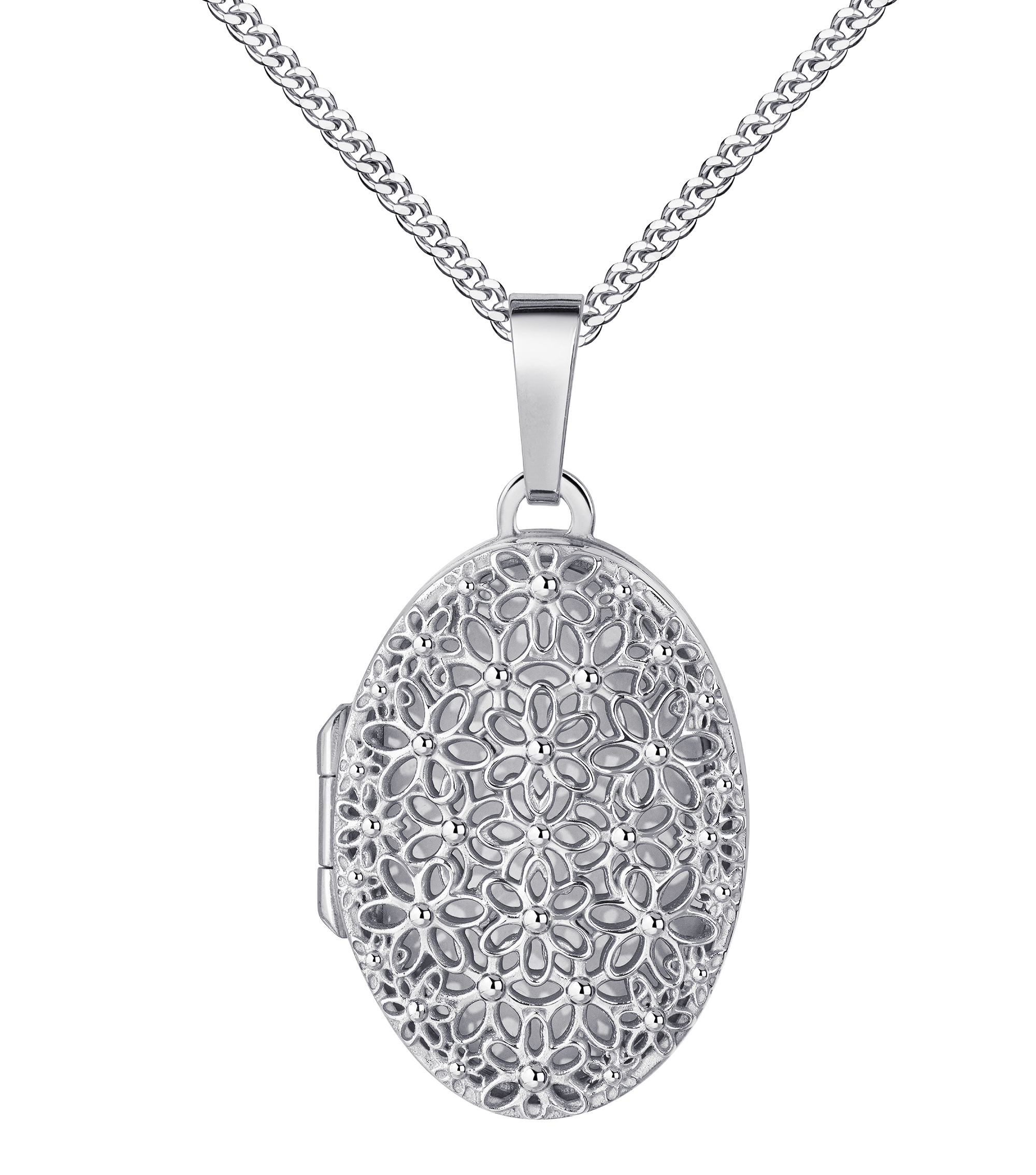 Medaillon 925 Sterling-Silber Amulett oval für 1 Bild zum Öffnen Bildanhänger mit Schmuck-Etui