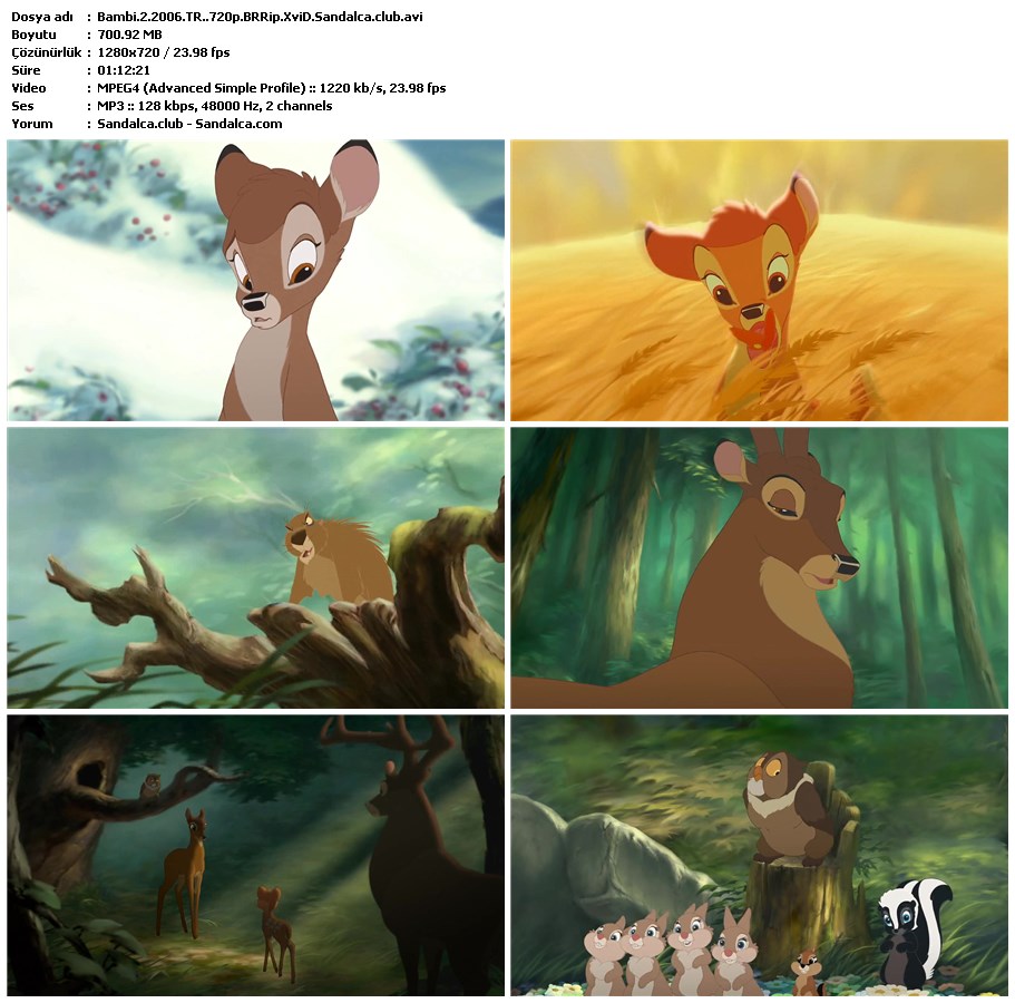 Bambi 2 Türkçe Dublaj indir | 720p | 2006