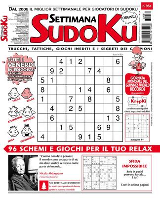 Settimana Sudoku N.951 - 3 Novembre 2023