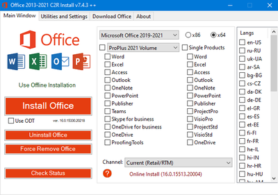 Office 2013-2021 C2R Install v7.4.3