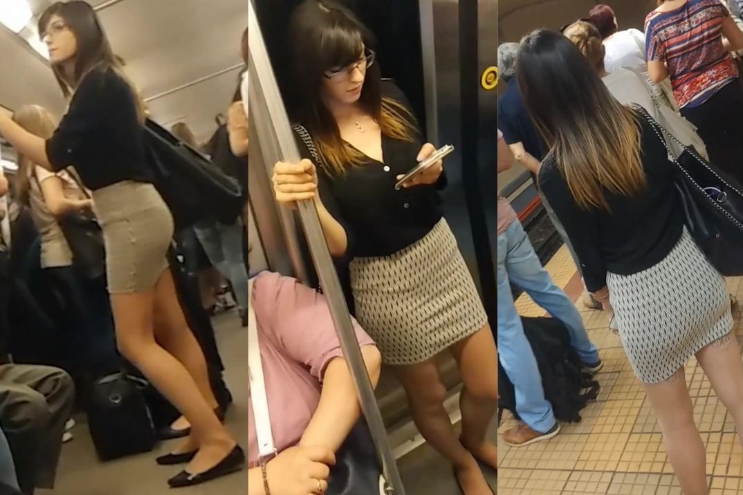 Following Sexy Business Girl Subway