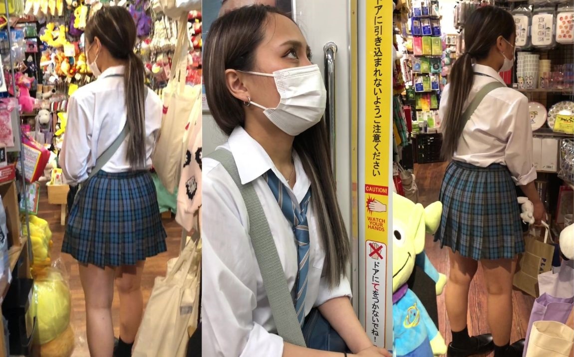 Following Sexy Japanese Student Girl Upskirt