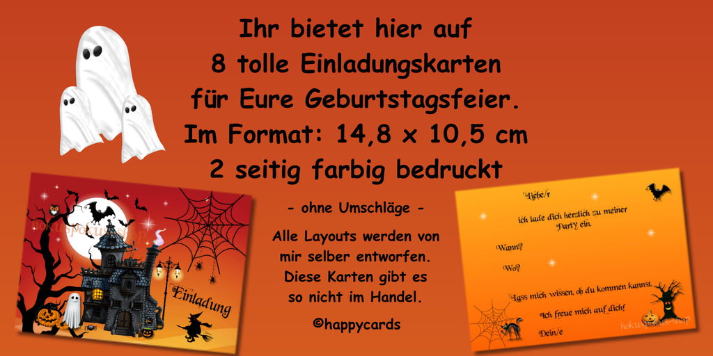 8 Einladungskarten Halloween Geburtstag Kinder Halloweenparty Party Einladungen Ebay