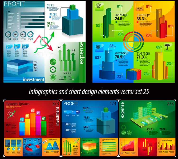 Infographics and chart design elements vector set 25