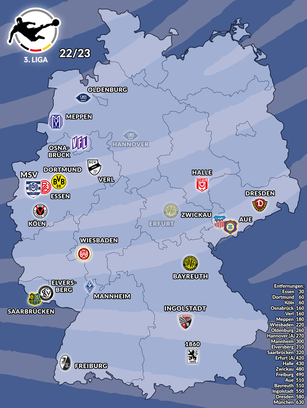 Die Landkarte zur 3. Liga 2022/2023 | MSVPortal