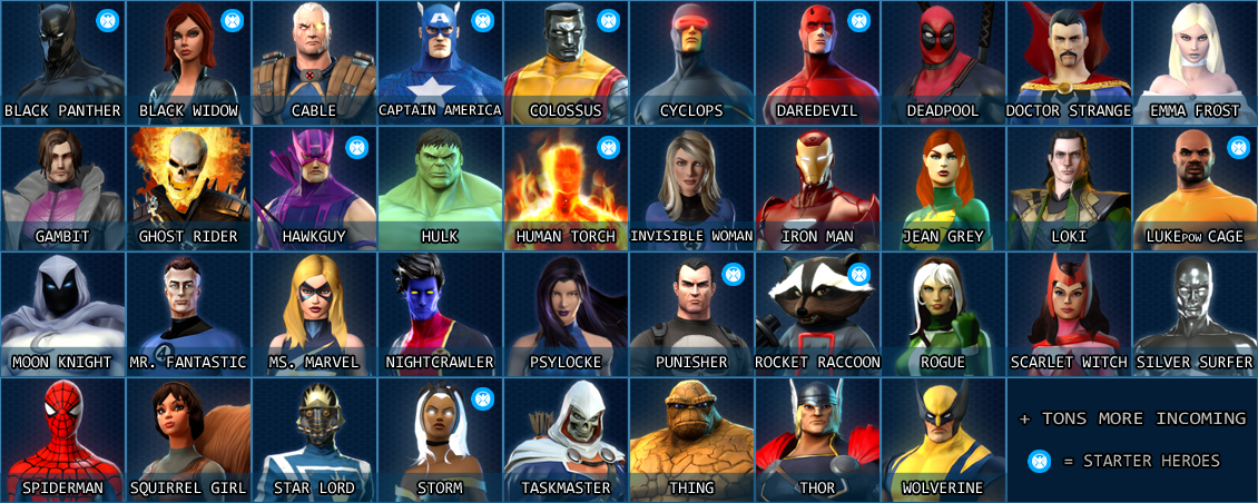 marvel superheroes 2 all characters