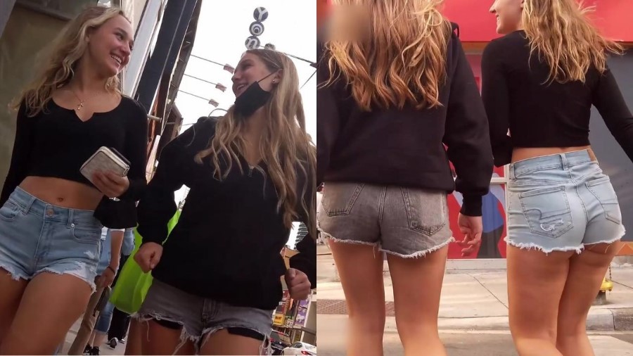 Mouth Watering Teen in Cheeky Denim Shorts