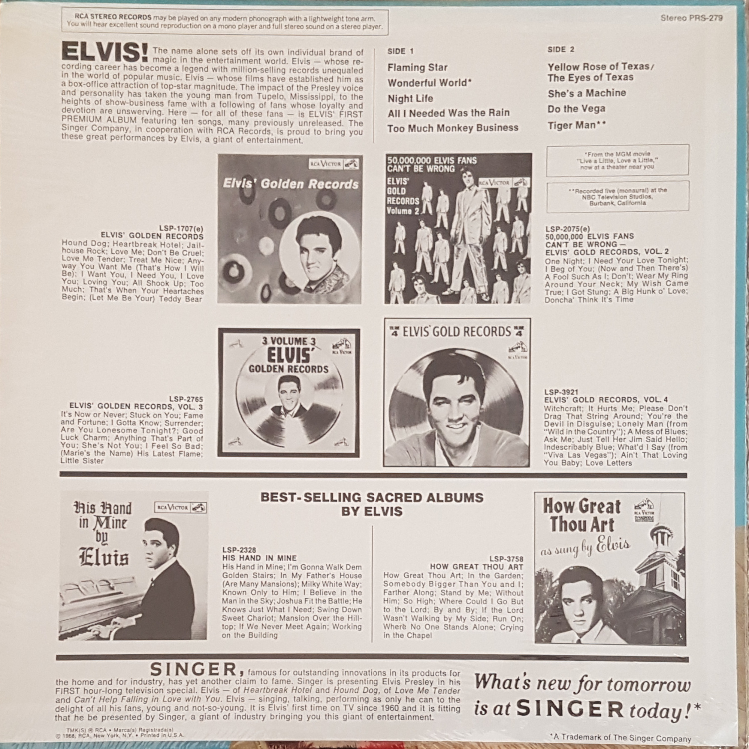 SINGER PRESENTS ELVIS SINGS FLAMING STAR AND OTHERS Prs-27926zkx8
